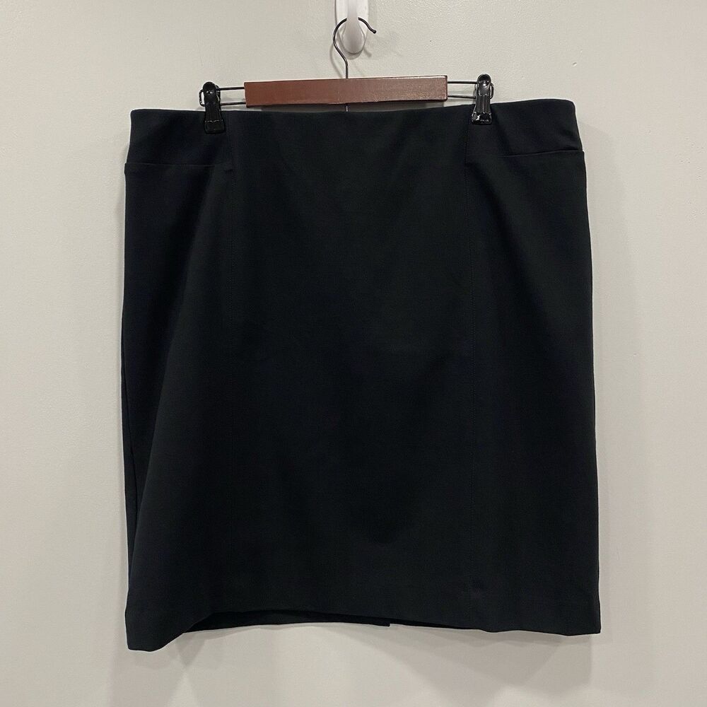 J. JILL XL Black Ponte Pencil Skirt A-Line Knee Length High Waist Stretch Slim